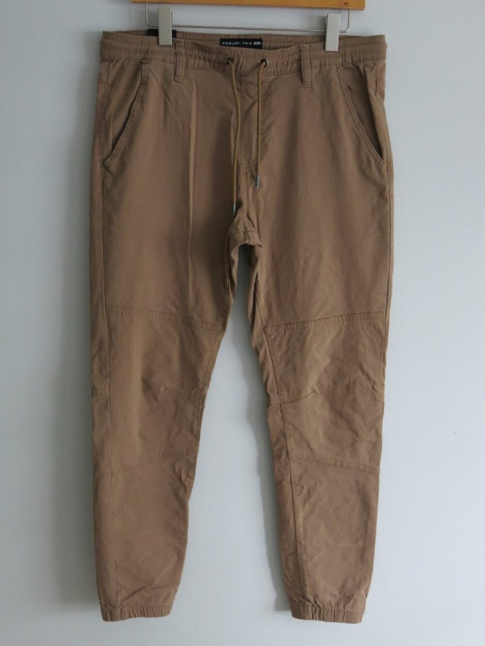 Projek Raw Cotton Blend Hybrd Tech Drawstring Khaki Jogger Pants - Size Large